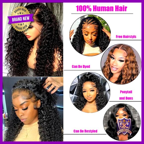 26 Inch Deep Wave Lace Front Wig Human Hair 200% Density Pre Plucked main image 2